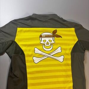 Sugoi Women's Cycling Jersey L Yellow Black Skull Graphic Bike Shirt Made Canada